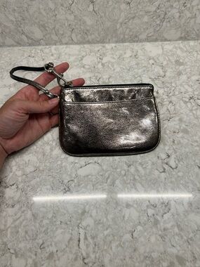 Metallic Wristlet Clutch - Silver